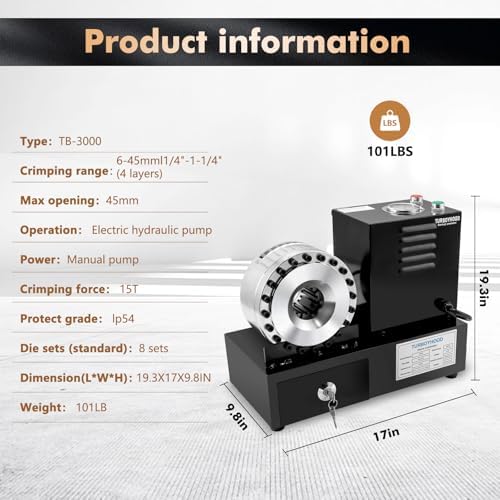 Reviews - 8-Die Electric Hose Crimper Review: Honest Pros & Cons 8-Die Electric Hose Crimper Review unboxing components laid out on workbench