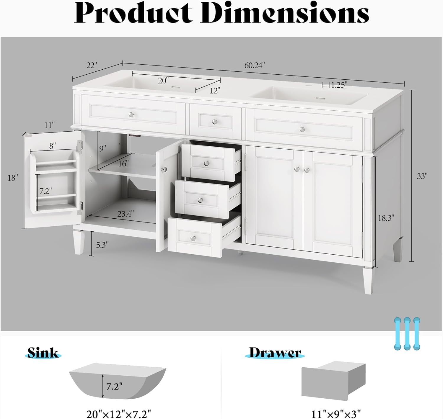 AMERLIFE 60-inch vanity review unboxing and complete package contents
