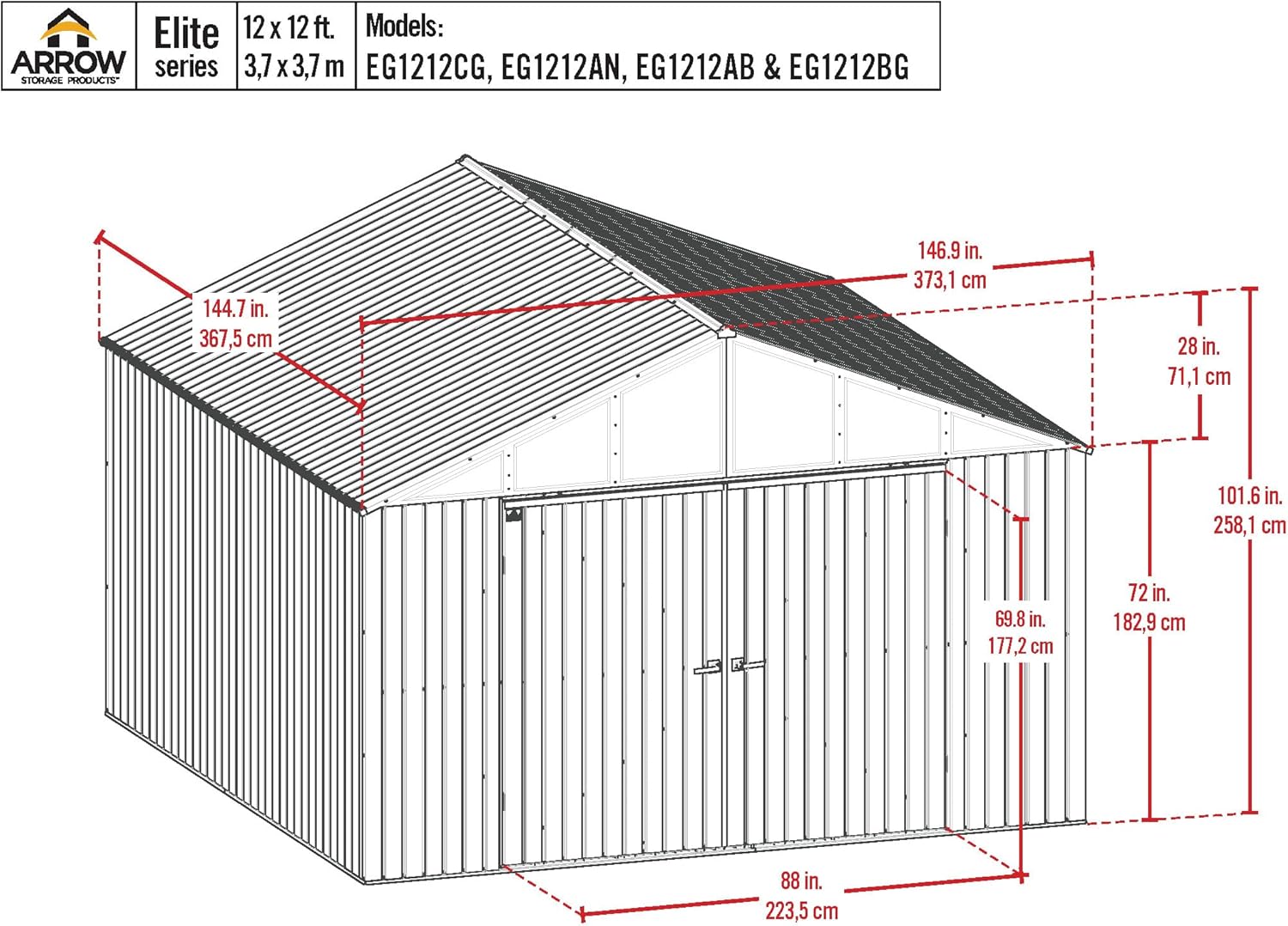 Arrow Elite 12x12 shed review unboxing and complete package contents