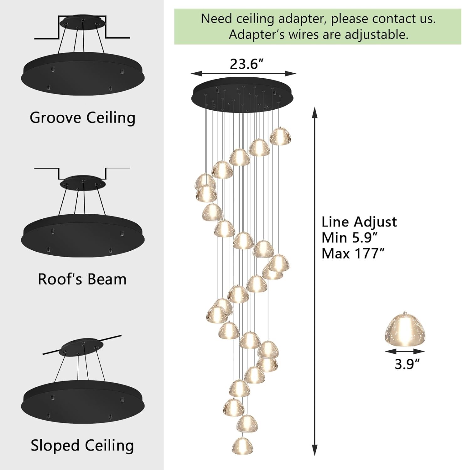 Dolria 177-inch chandelier review unboxing and complete package contents