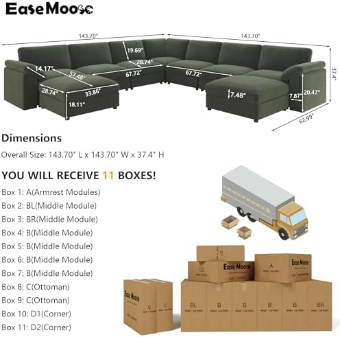 EASE MOOSE sectional sofa review unboxing and complete package contents