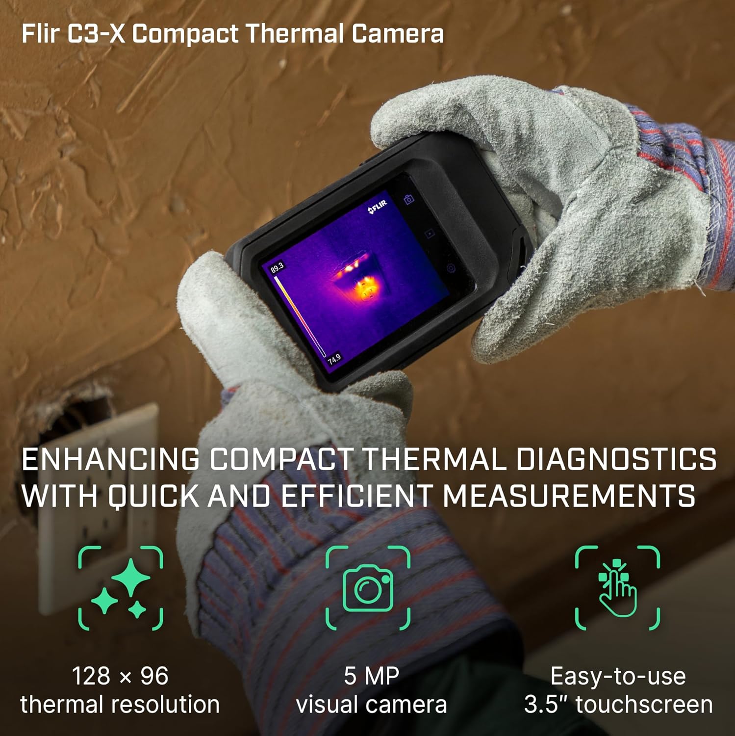 FLIR C3-X Thermal Imaging Review - box contents including camera, battery, and USB cable