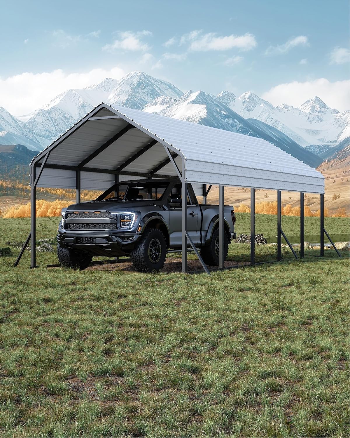 GarveeLife Carport Review - close-up of reinforced steel frame and roof structure