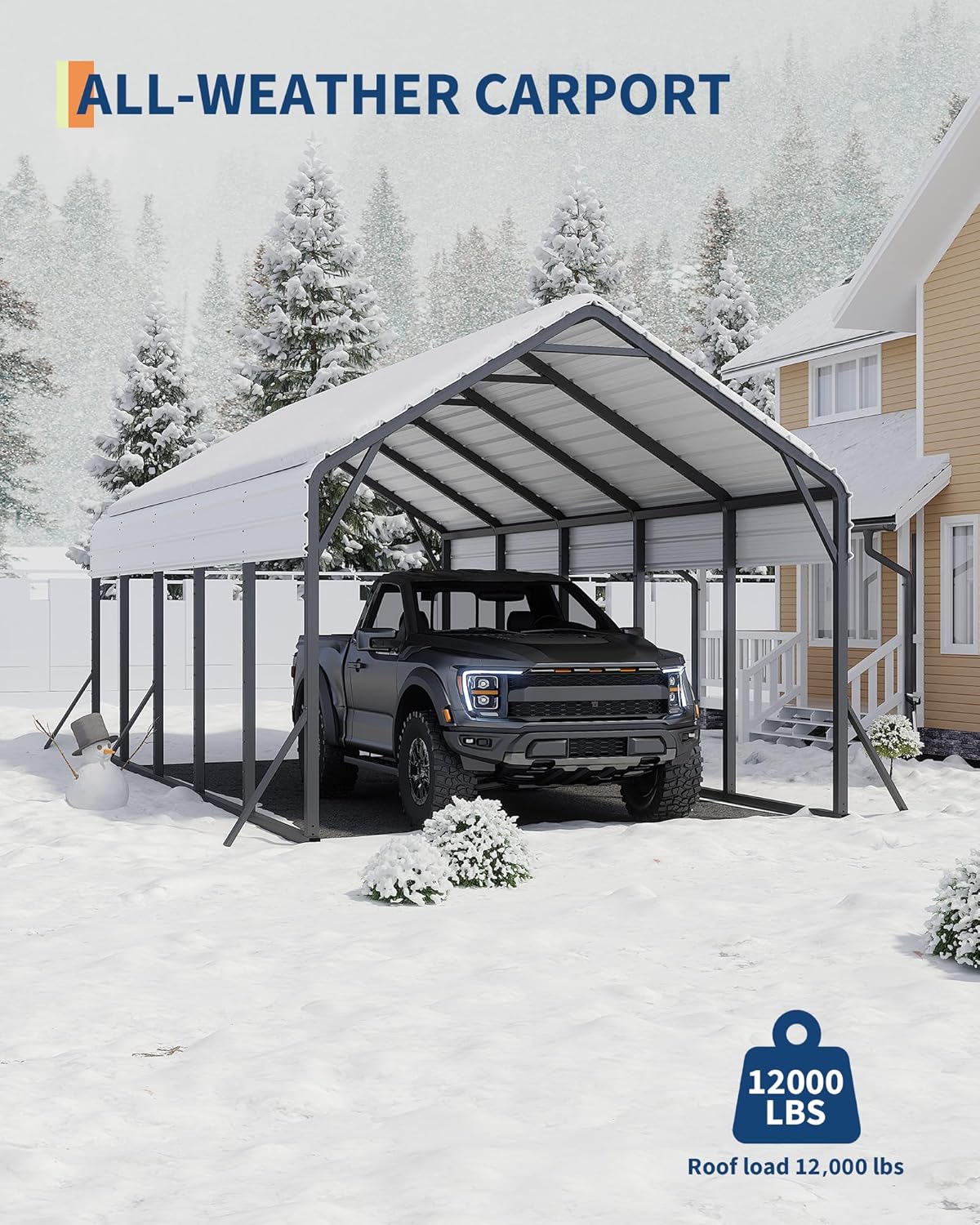 GarveeLife Carport Review - weathering heavy snow accumulation during testing