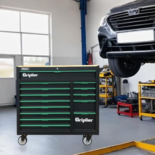 Griplier 14-drawer tool chest review showing complete unboxed components