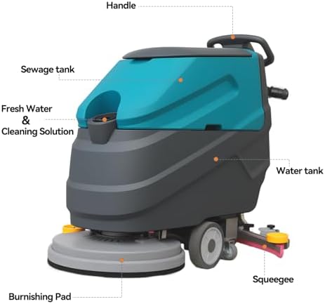Reviews - KARHDIR Walk-Behind Scrubber Review: Honest Pros & Cons Analysis KARHDIR walk-behind scrubber review showing all unboxed accessories and components