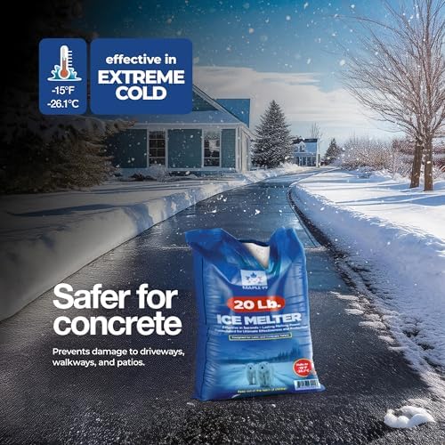 Maple99 Ice Melt Safer for Concrete review application demonstration on snowy driveway