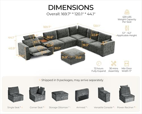 Reviews - Oversized Modular Power Recliner Review: Honest Pros & Cons Tested Oversized Modular Power Recliner Review unboxed components laid out for assembly