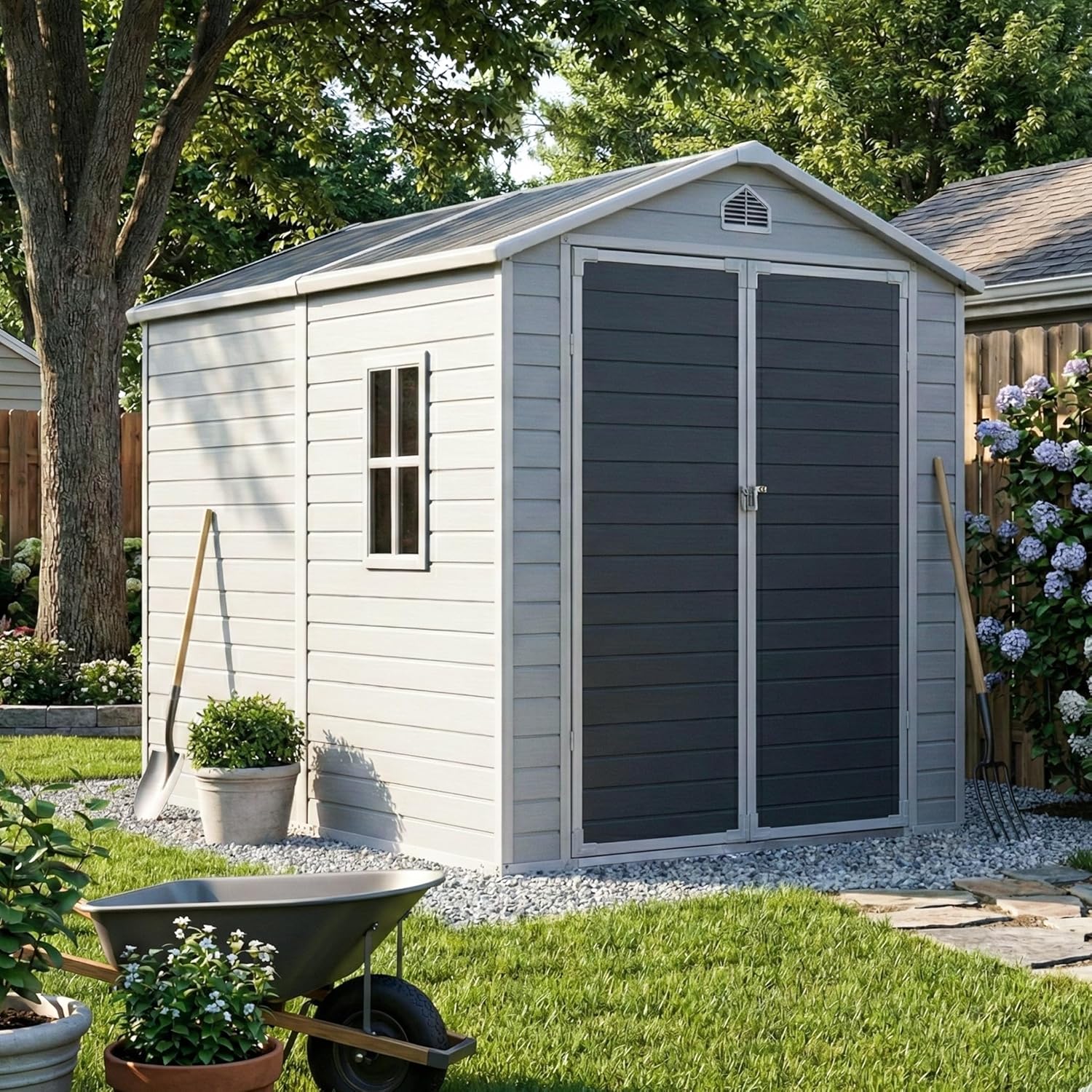 Restland 6x8 resin shed review - detailed features and technical specifications