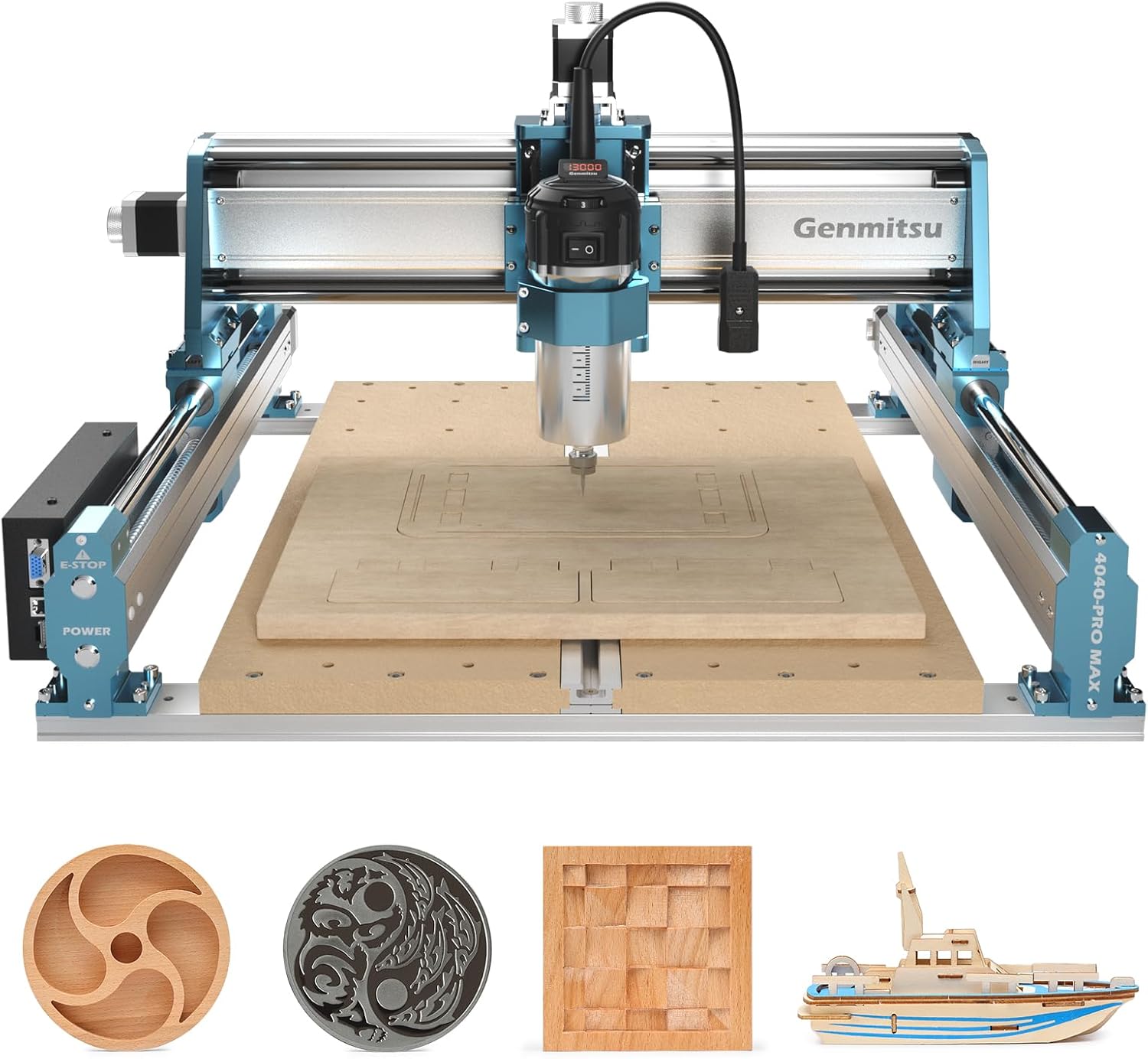 SainSmart 4040-PRO MAX Review highlighting linear rail system and 710W router