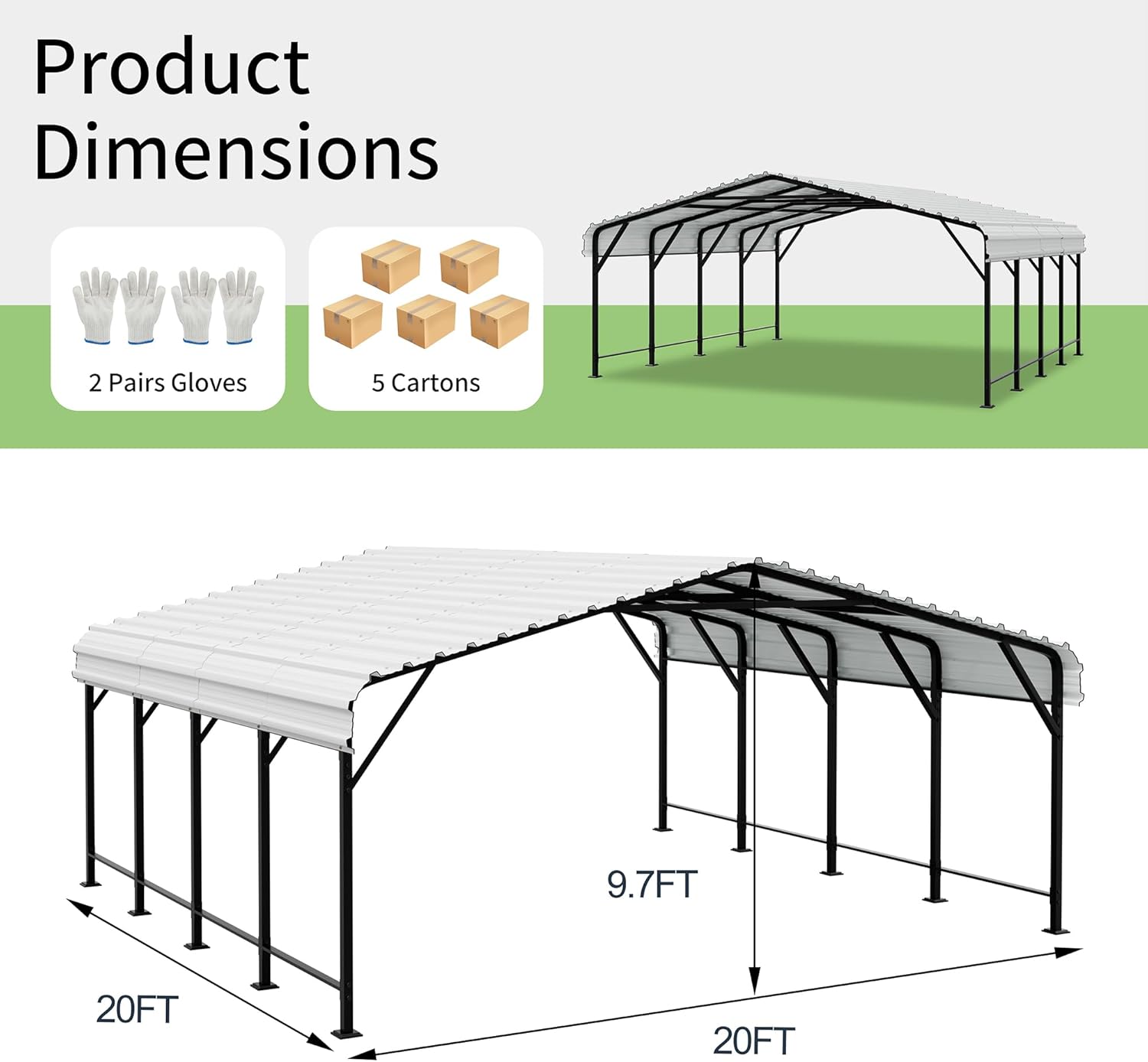 Shintenchi metal carport review unboxing and complete package contents