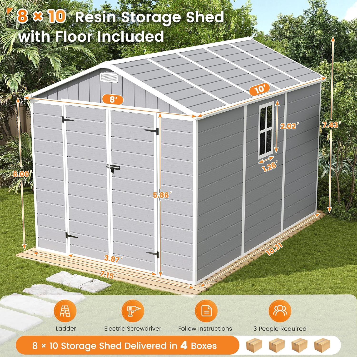 UDPATIO 8x10 shed review unboxing and complete package contents