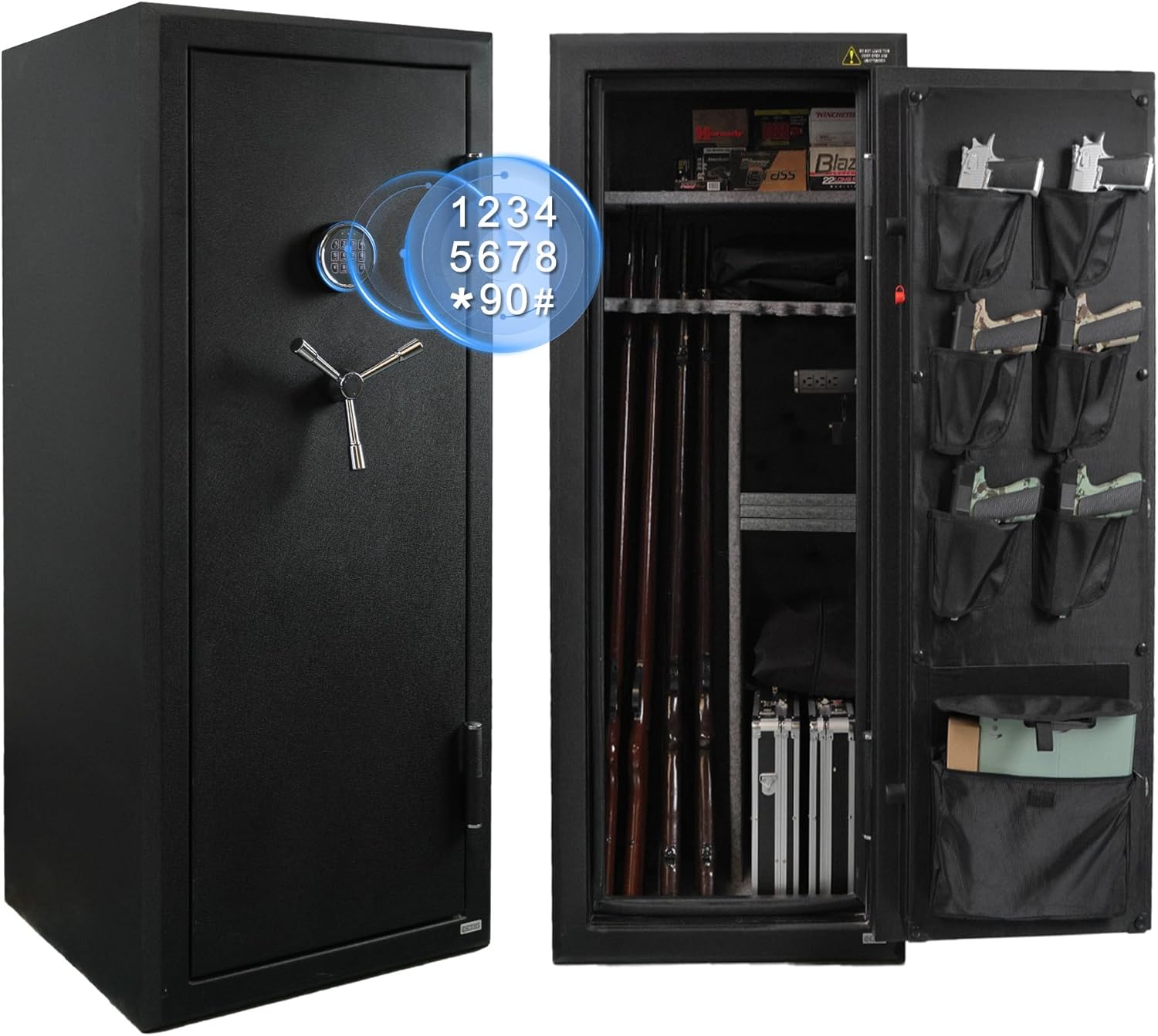 VALINIRT gun safe review - fireproof compartment with adjustable shelves
