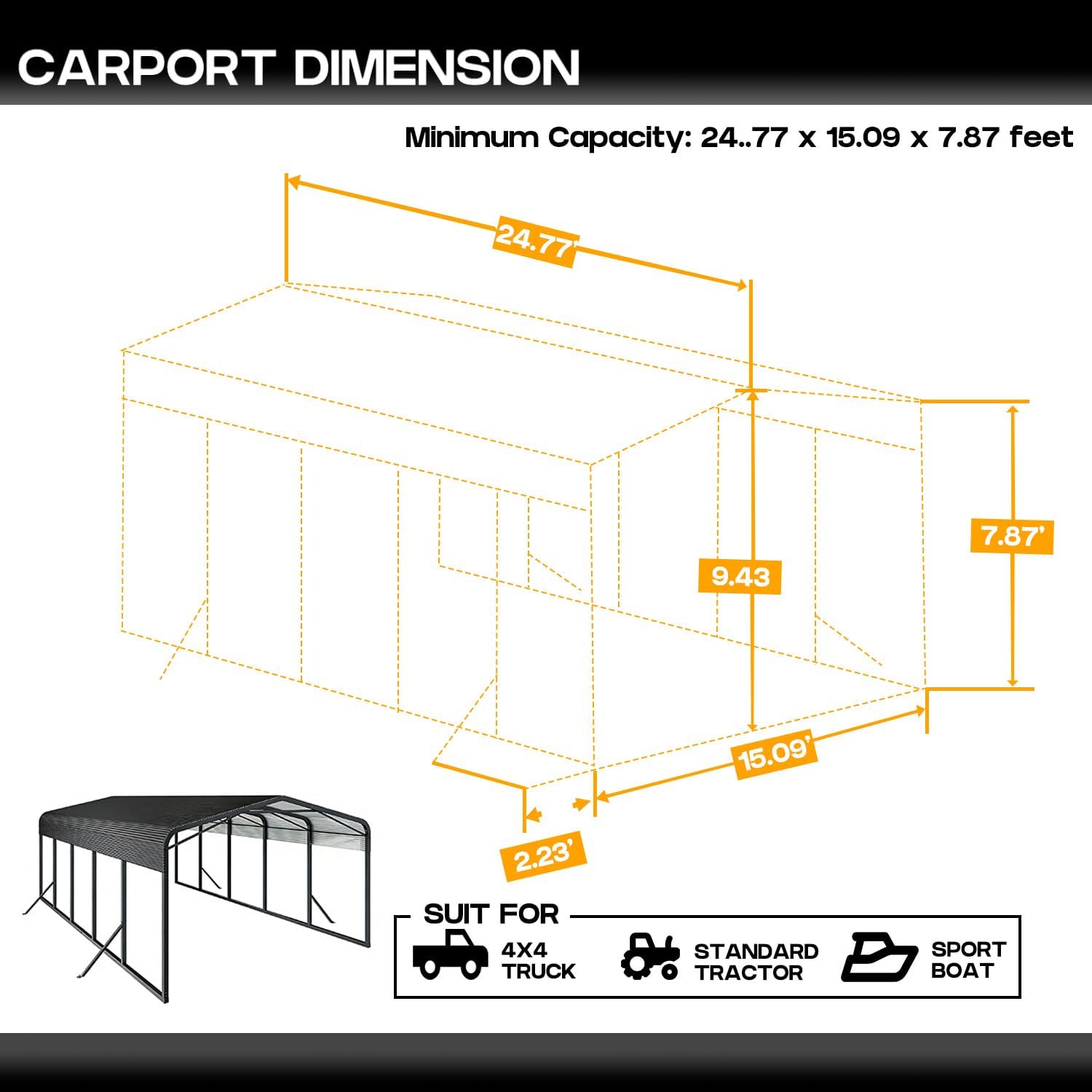 Vopooso 15x25 carport review unboxing and complete package contents