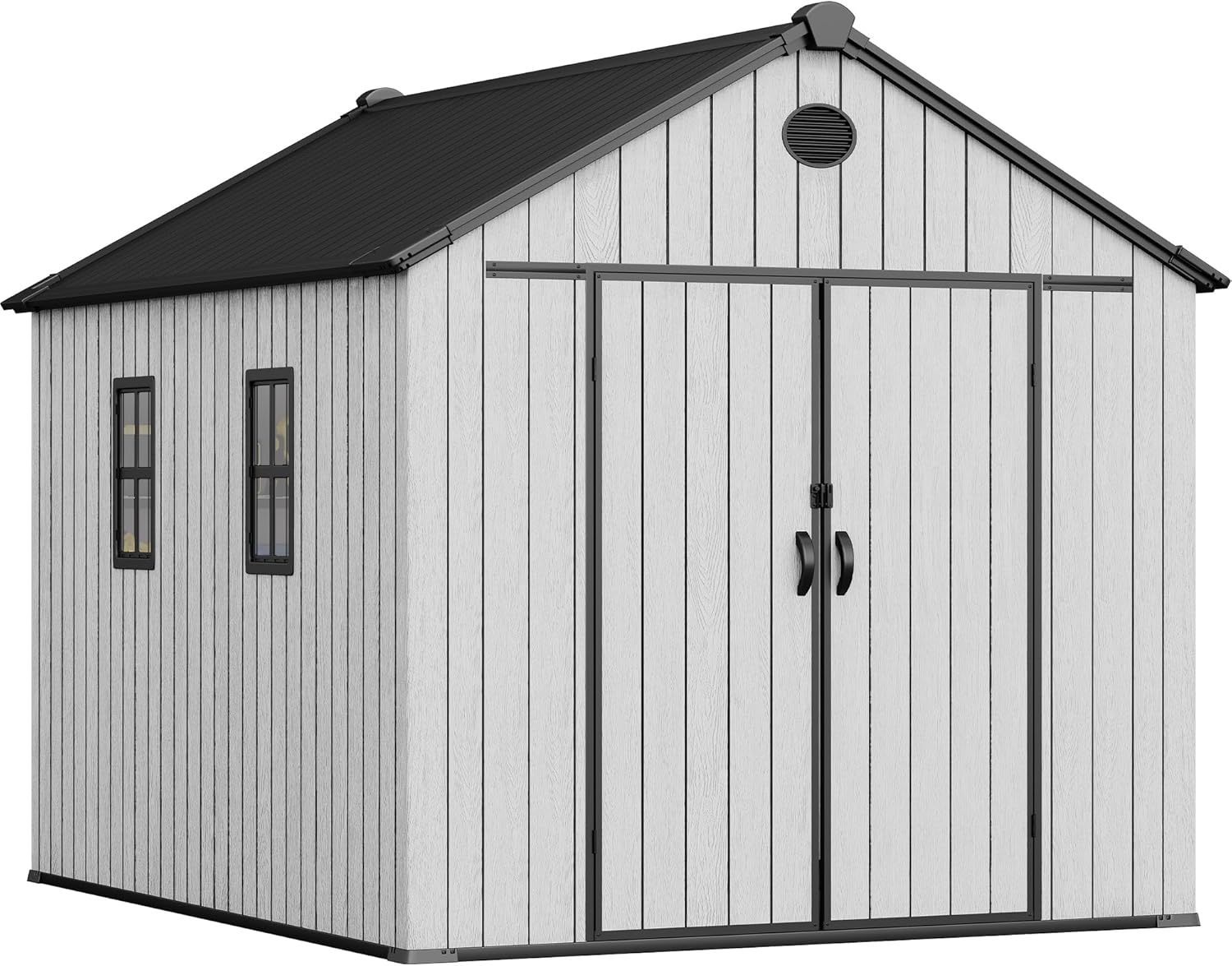 Key features highlighted in this YITAHOME 8x10 shed review showing window placement and construction