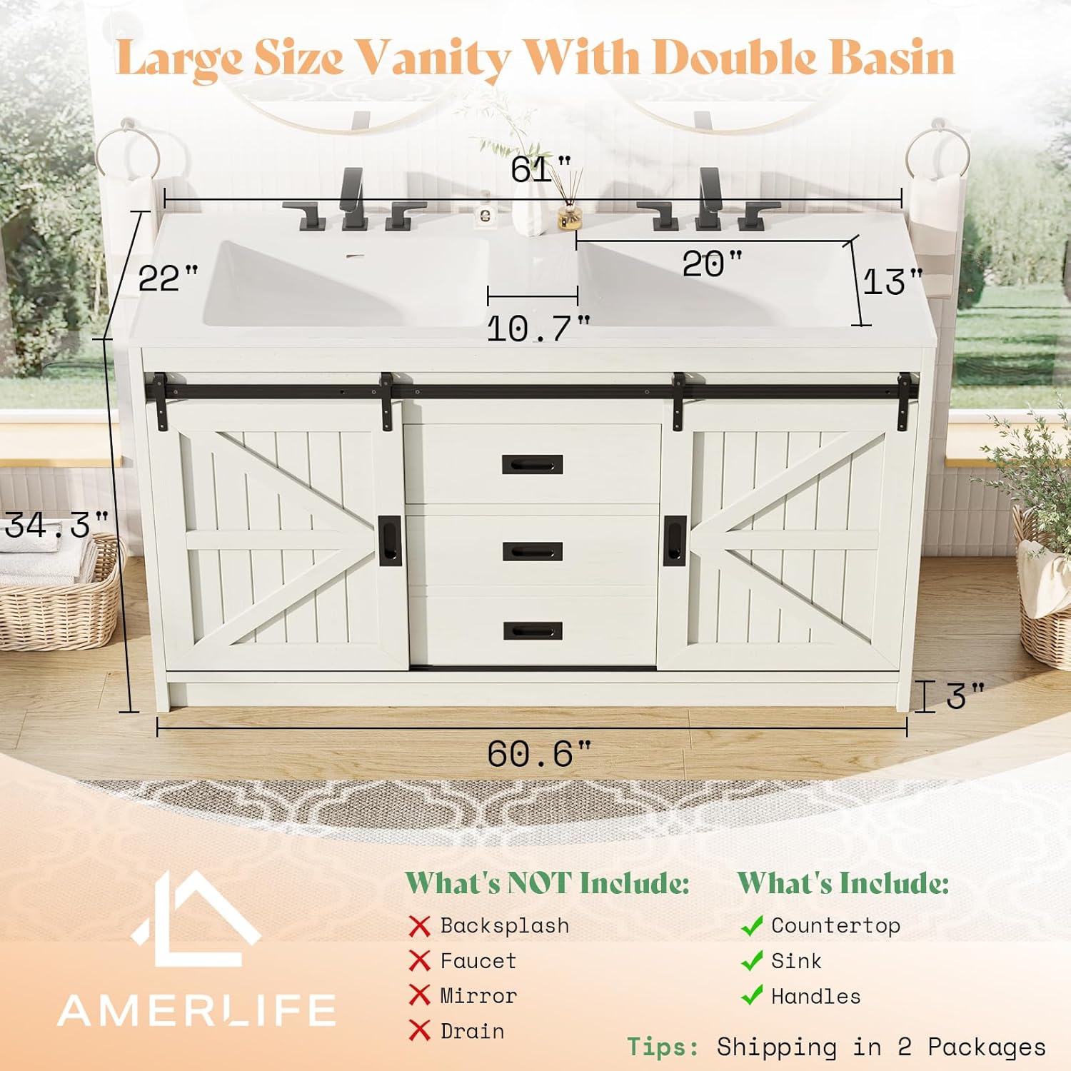 AMERLIFE 61 farmhouse vanity worth it,should I buy AMERLIFE double vanity,AMERLIFE farmhouse vanity pros cons,best 61 inch double bathroom vanity,AMERLIFE vs other bathroom vanities,AMERLIFE double sink cabinet honest unboxing and complete package contents