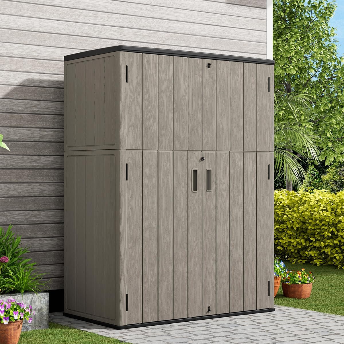 KINYING vertical storage shed worth it,should I buy KINYING shed,KINYING vs other resin sheds,KINYING 57 cu ft shed pros cons,best vertical outdoor storage cabinet,KINYING shed honest assessment unboxing and complete package contents
