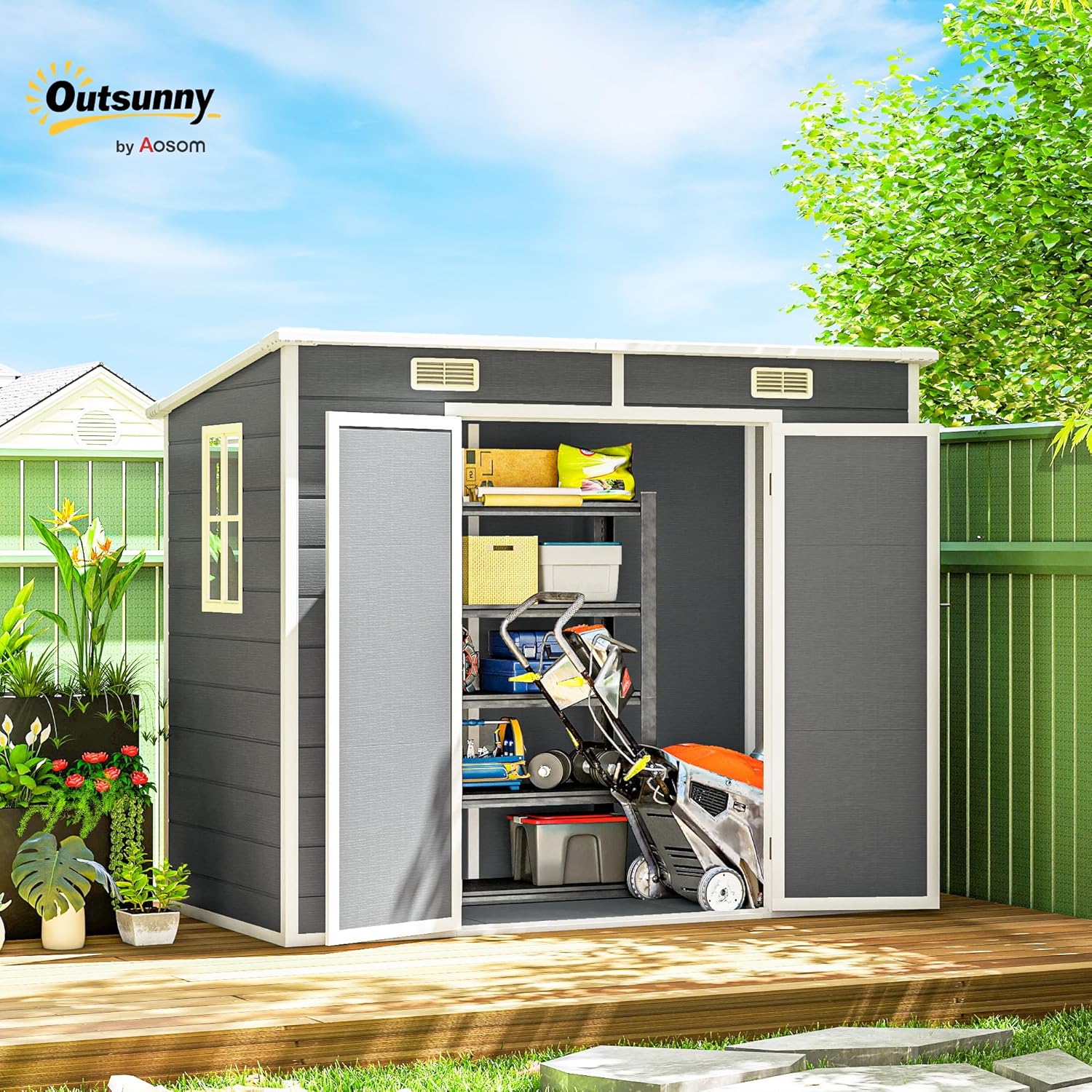 Outsunny 8x4 shed worth buying,should I buy an Outsunny shed,Outsunny shed pros and cons,best outdoor storage shed,Outsunny vs other resin sheds,Outsunny 8x4 shed honest assessment unboxing and complete package contents