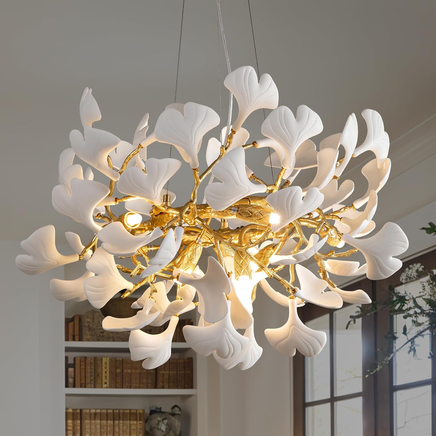 Plsintly gold ginkgo chandelier worth it,should I buy the Plsintly ginkgo chandelier,Plsintly chandelier pros and cons,best modern gold leaf chandelier,Plsintly vs other ginkgo chandeliers,is the Plsintly ceramic chandelier good - detailed features and technical specifications