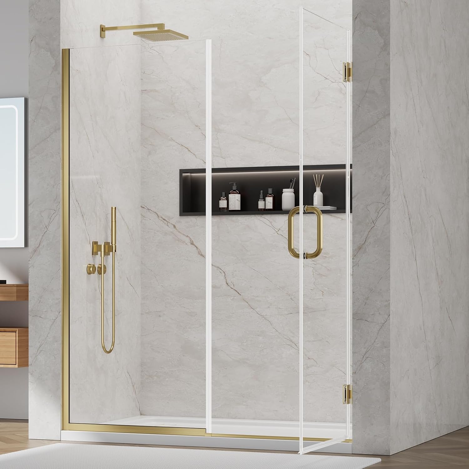 Step-by-step guide for best adjustable pivot shower door,pivot shower door worth buying,adjustable shower door pros cons,brushed gold shower door honest,should I buy a pivot shower door,pivot vs sliding shower door - complete tutorial