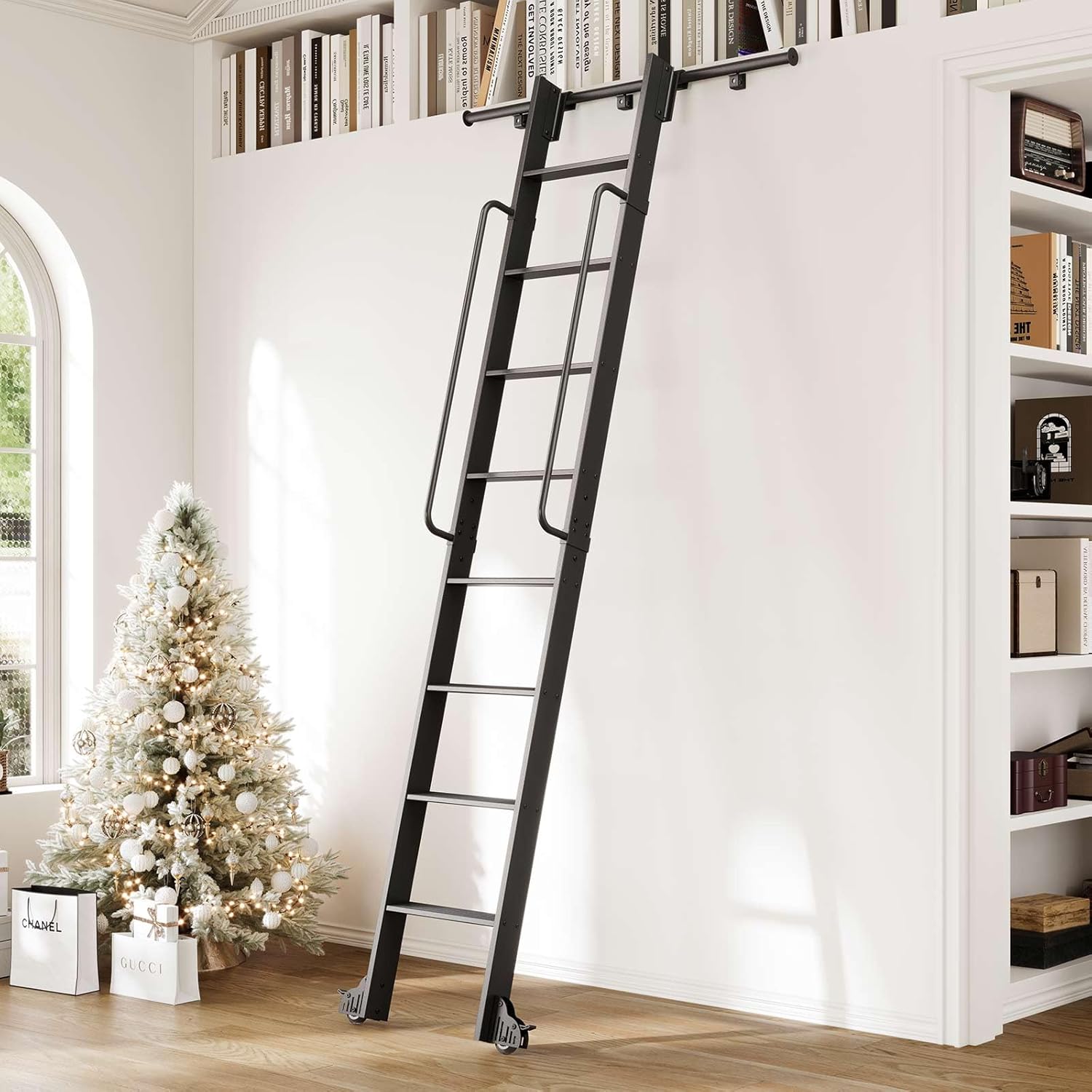 best aluminum rolling library ladder,rolling library ladder worth buying,aluminum library ladder pros cons,9ft sliding ladder kit honest,CEAKIAN library ladder quality,rolling ladder vs fixed ladder - detailed features and technical specifications
