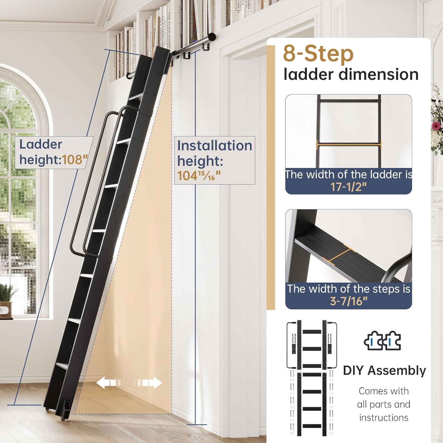 Step-by-step guide for best aluminum rolling library ladder,rolling library ladder worth buying,aluminum library ladder pros cons,9ft sliding ladder kit honest,CEAKIAN library ladder quality,rolling ladder vs fixed ladder - complete tutorial