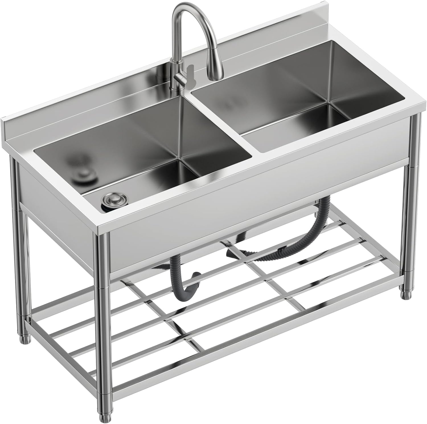 best freestanding commercial sink,freestanding commercial sink worth buying,double bowl utility sink pros cons,GGW commercial sink honest opinion,commercial sink vs restaurant sink,should I buy a freestanding utility sink - detailed features and technical specifications