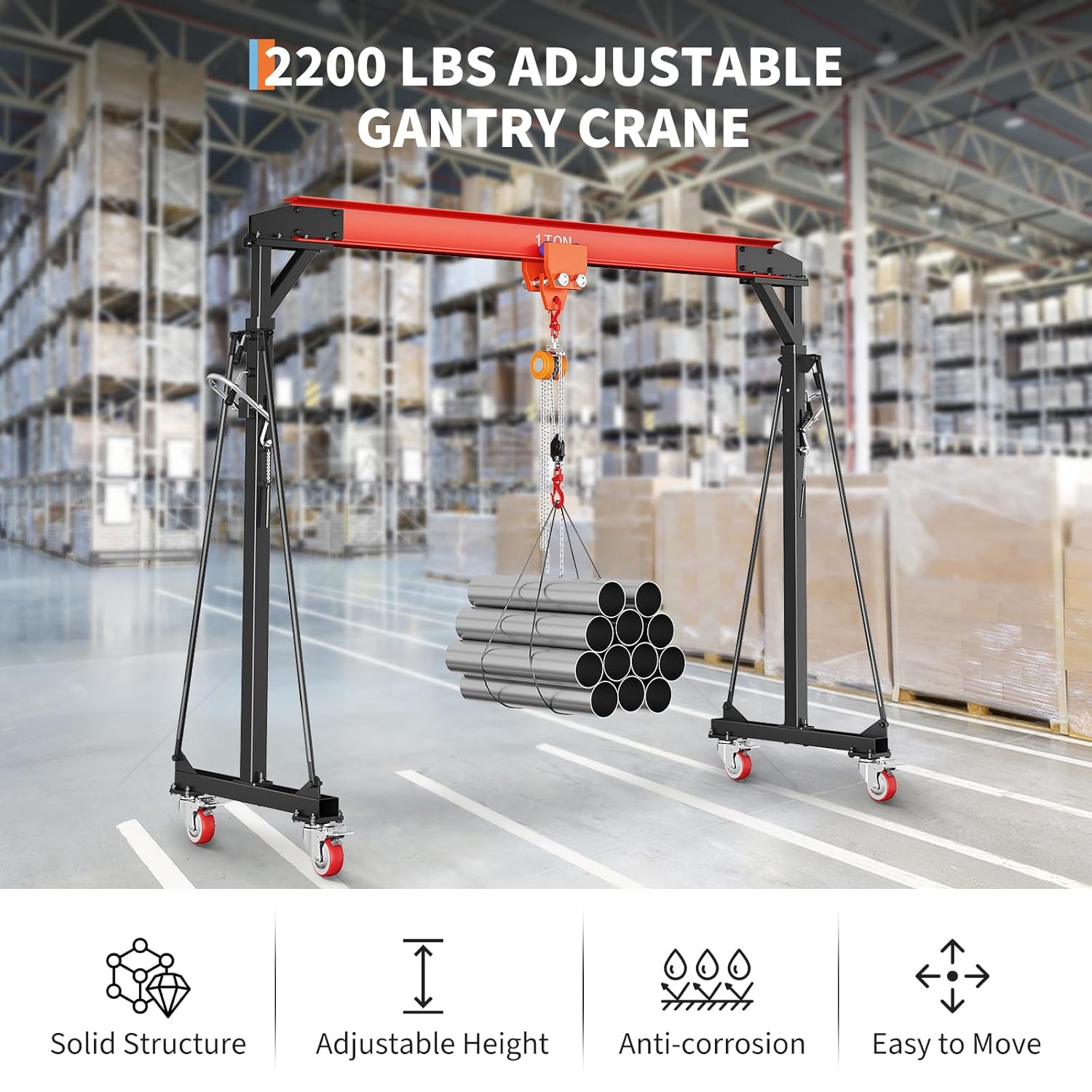 Reviews - Buy 2200 Lbs Gantry Crane: Our Complete Hands-On Analysis buy 2200 lbs gantry crane,should I buy a 1 ton gantry crane,2200 lbs gantry crane pros cons,best adjustable shop lift hoist,gantry crane worth buying,EliteEdge gantry crane honest unboxing and complete package contents