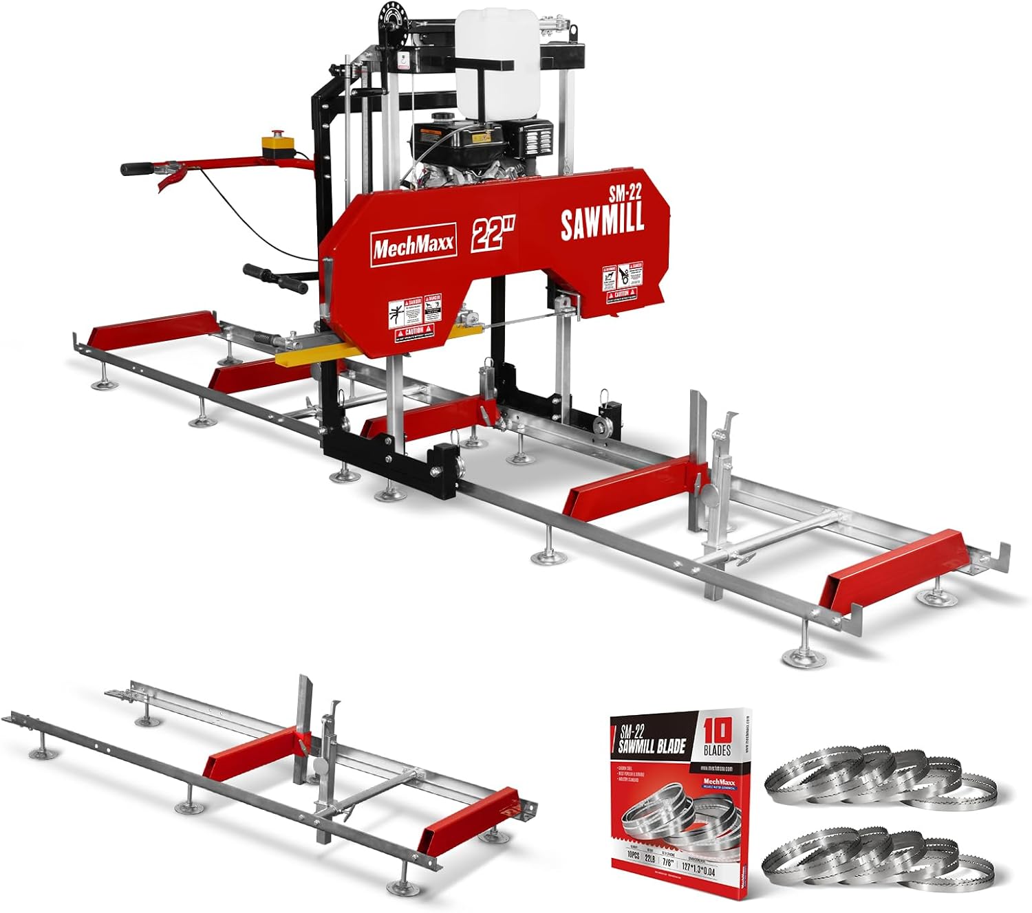 Reviews - Buy DUCAR SM-22 Portable Sawmill: Honest Pros & Cons Analysis Detailed view of the DUCAR SM-22 portable sawmill engine, track, and blade system, highlighting key features for potential buyers