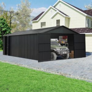 Image 1 of buy Domi 12x20 metal garage-Domi 12x20 garage worth buying-best large metal storage shed-Domi carport pros and cons-should I buy a Domi outdoor garage-Domi 12x20 vs other carports