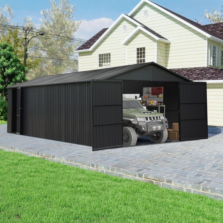 Image 1 of buy Domi 12x20 metal garage-Domi 12x20 garage worth buying-best large metal storage shed-Domi carport pros and cons-should I buy a Domi outdoor garage-Domi 12x20 vs other carports