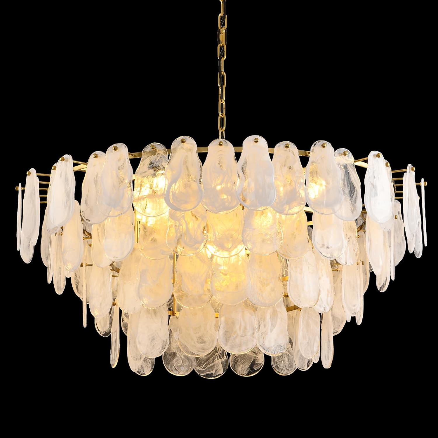 Detailed view of the buy Giawosth cloud chandelier,Giawosth chandelier worth buying,cloud glass chandelier pros cons,best modern gold chandelier,should I buy a cloud chandelier,Giawosth vs other chandeliers showing gold frame and cloud glass shades