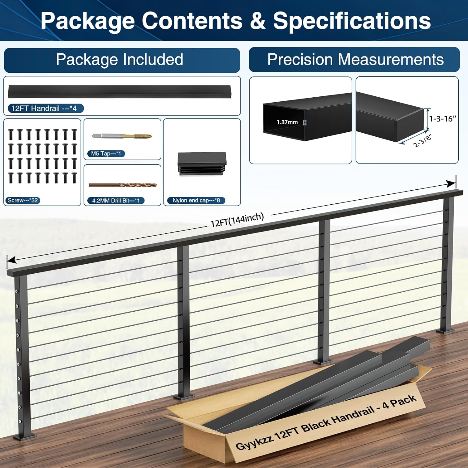 buy Gyykzz cable railing handrail,Gyykzz handrail worth buying,best cable railing handrail,Gyykzz handrail pros cons,Gyykzz vs other handrails,should I buy Gyykzz handrail unboxing and complete package contents