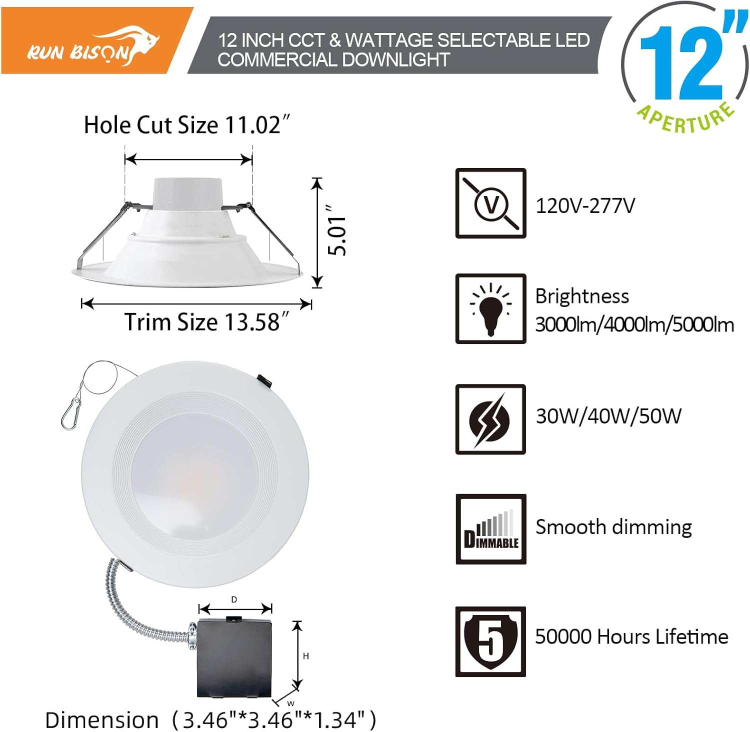 buy Run Bison 12 inch recessed LED downlight,Run Bison downlight worth buying,12 inch commercial LED downlight pros cons,Run Bison vs other commercial downlights,should I buy Run Bison recessed lights,best commercial recessed lighting unboxing and complete package contents