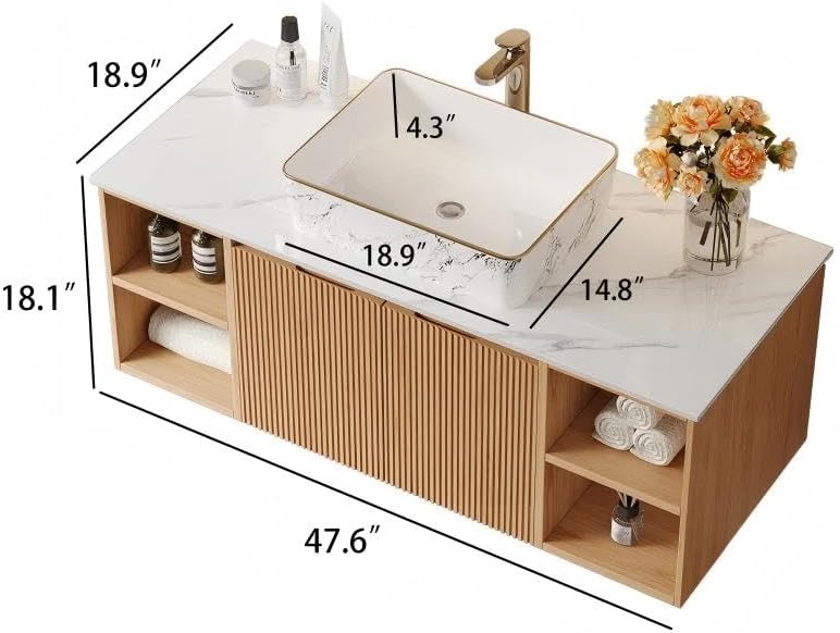 buy floating bathroom vanity with sink,floating bathroom vanity pros cons,floating vanity worth buying,best wall mount bathroom vanity,should I buy a floating vanity,FHKJ vanity honest unboxing and complete package contents