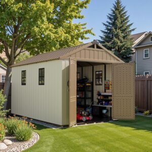 Image 1 of Patiowell 8x12 shed worth it-Patiowell 8x12 shed pros cons-Patiowell Kick-it shed honest-should I buy Patiowell shed-Patiowell vs other plastic sheds-best 8x12 plastic storage shed