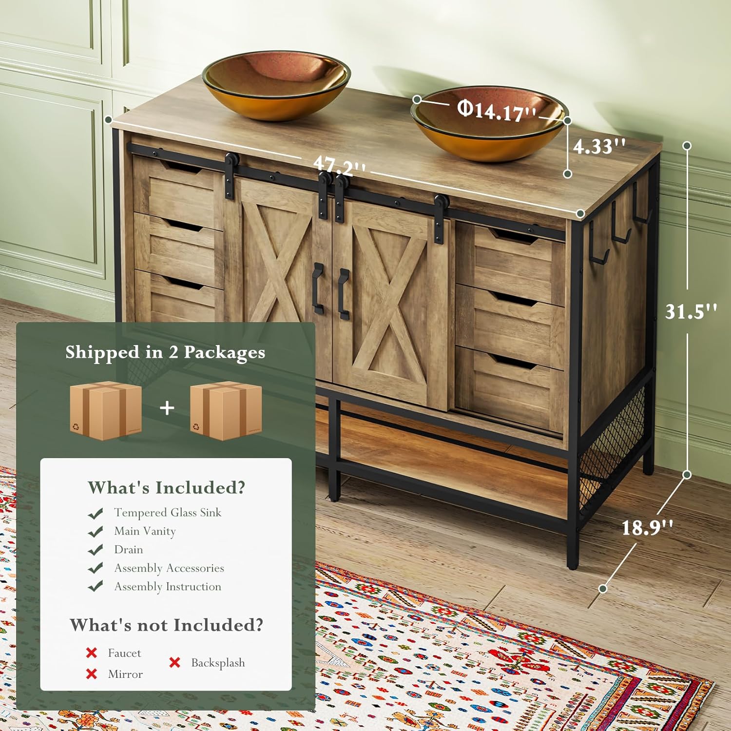 Concho farmhouse bathroom vanity worth it,should I buy Concho bathroom vanity,Concho vanity pros cons,best farmhouse bathroom vanity with sink,Concho vanity vs alternatives,Concho 47 inch vanity honest unboxing and complete package contents