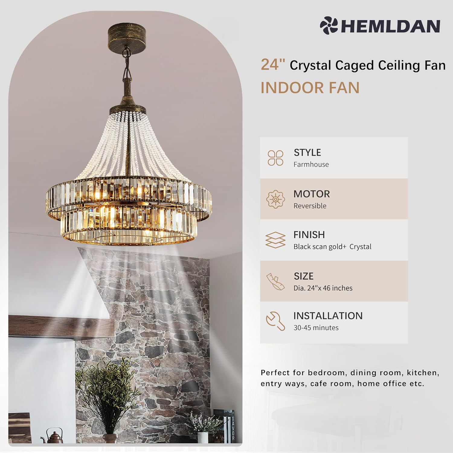 Step-by-step guide for HEMLDAN crystal fandelier worth it,should I buy a HEMLDAN fandelier,HEMLDAN crystal chandelier fan pros cons,best smart chandelier fan,crystal fandelier vs traditional fan,HEMLDAN 24003CB honest assessment - complete tutorial