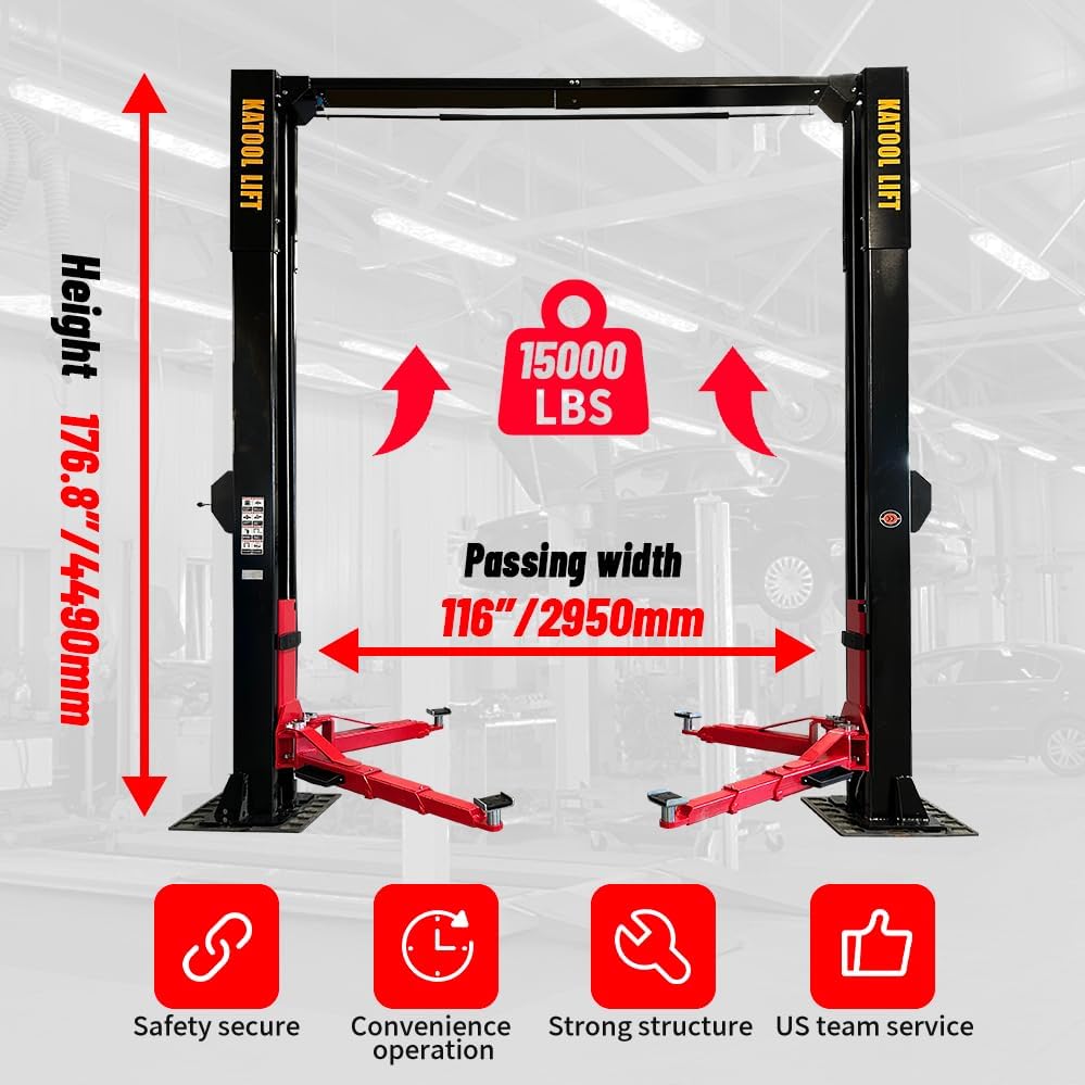 KATOOL 15000lbs 2 post lift worth it,should I buy KATOOL 2 post lift,KATOOL vs other garage lifts,KATOOL 15000lbs pros cons,best 2 post lift for home garage,KATOOL clearfloor lift worth buying unboxing and complete package contents