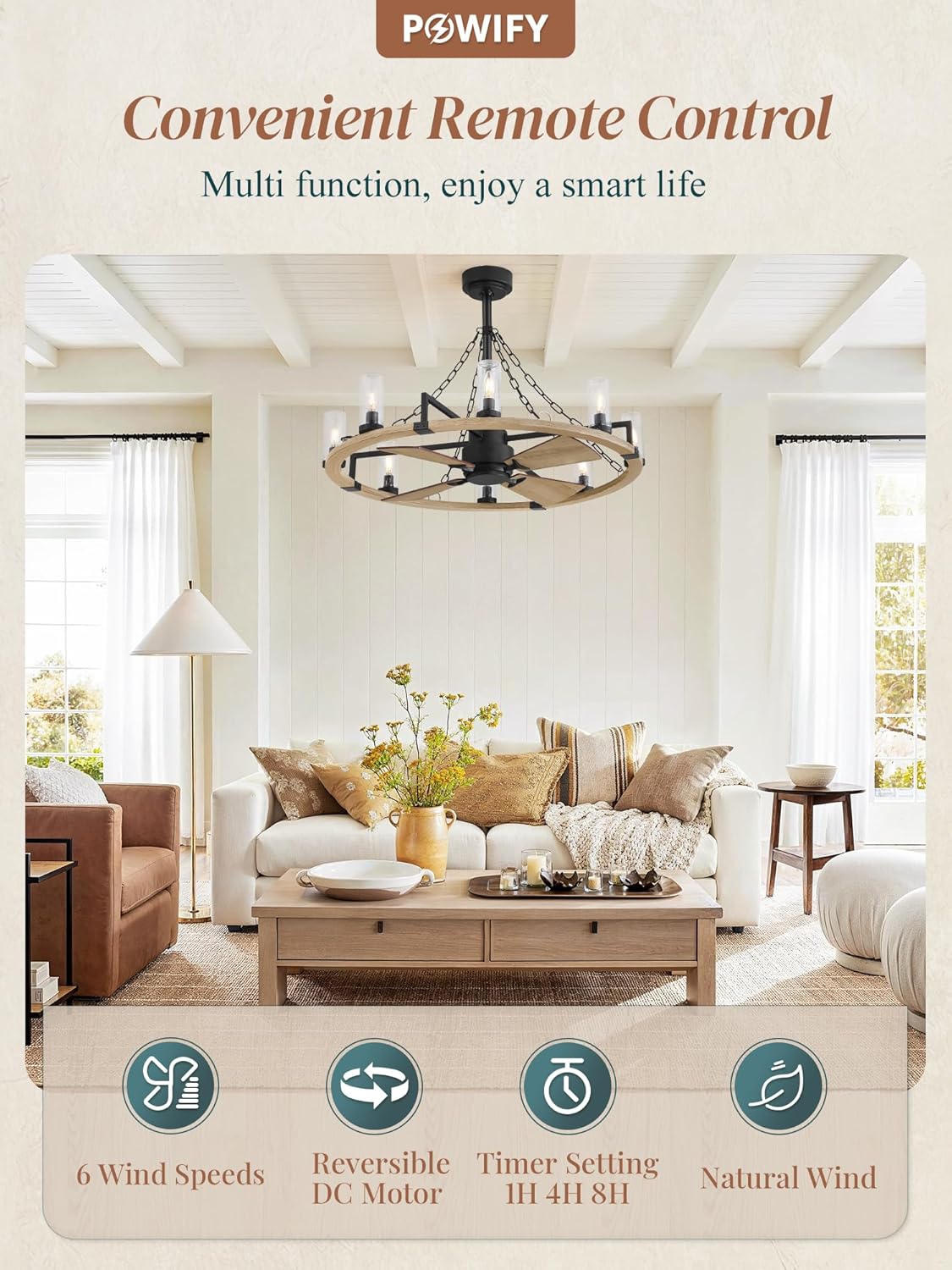 POWIFY wagon wheel fan worth it,should I buy POWIFY wagon wheel fan,POWIFY wagon wheel fan pros cons,best farmhouse caged ceiling fan,POWIFY wagon wheel fan honest,POWIFY fan vs alternatives unboxing and complete package contents