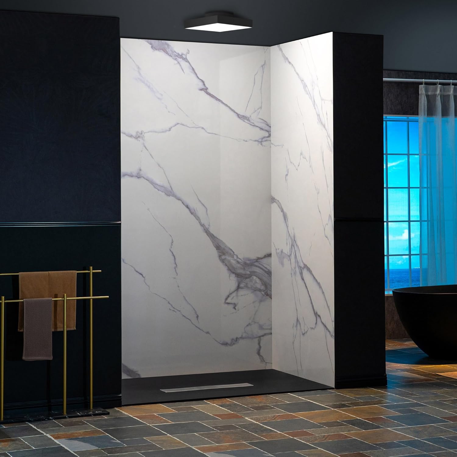 WOODBRIDGE shower panel kit worth it,should I buy WOODBRIDGE shower panels,WOODBRIDGE vs other shower surrounds,WOODBRIDGE shower panel pros cons,best solid surface shower kit,WOODBRIDGE Carrara White honest unboxing and complete package contents