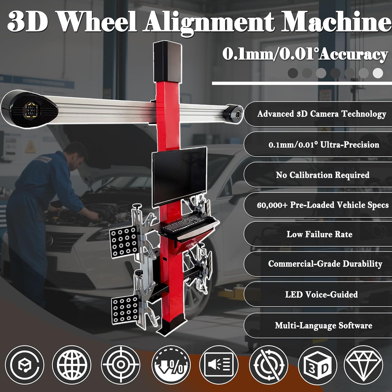 best 3D wheel alignment machine,3D wheel alignment machine worth it,3D wheel alignment machine pros cons,should I buy a 3D wheel alignment machine,EQCOTWEA 3D alignment machine honest,3D wheel alignment machine vs alternatives unboxing and complete package contents