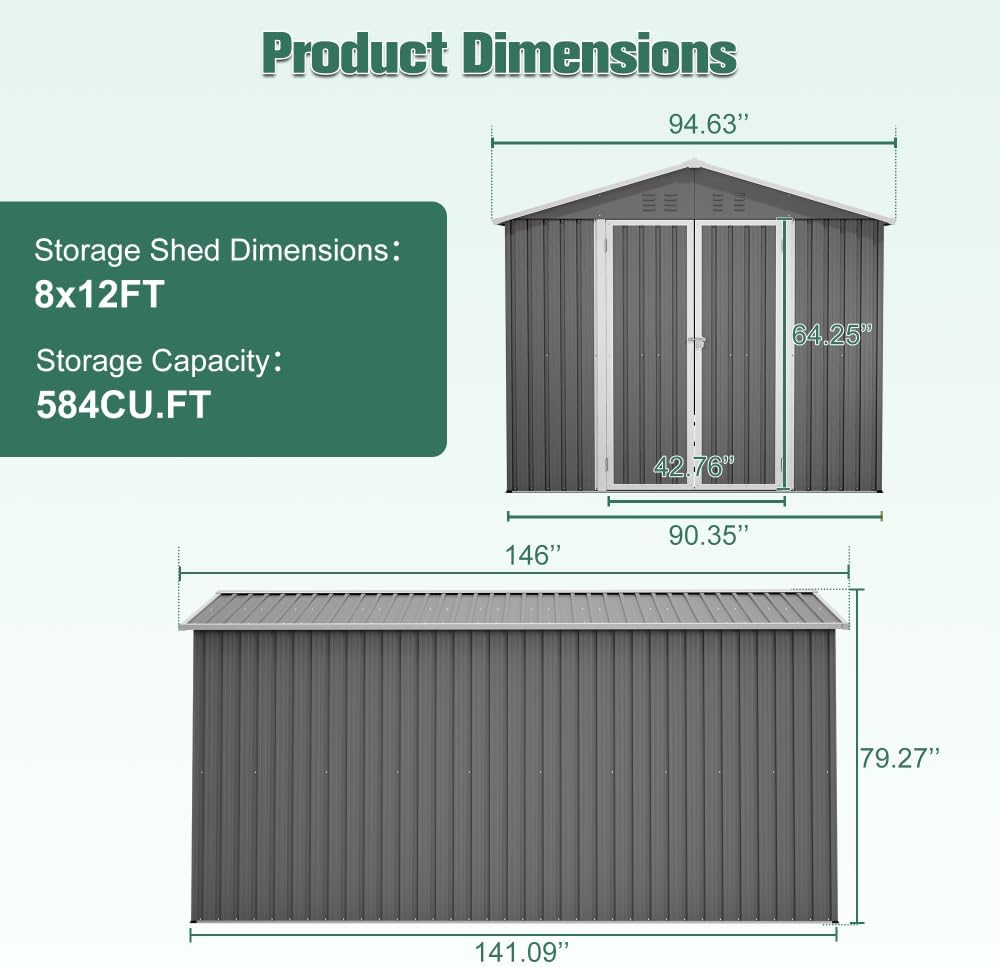 best 8x12 metal shed,should I buy an 8x12 metal shed,8x12 metal shed pros and cons,8x12 metal shed worth buying,best outdoor storage shed,Elountik 8x12 shed honest unboxing and complete package contents