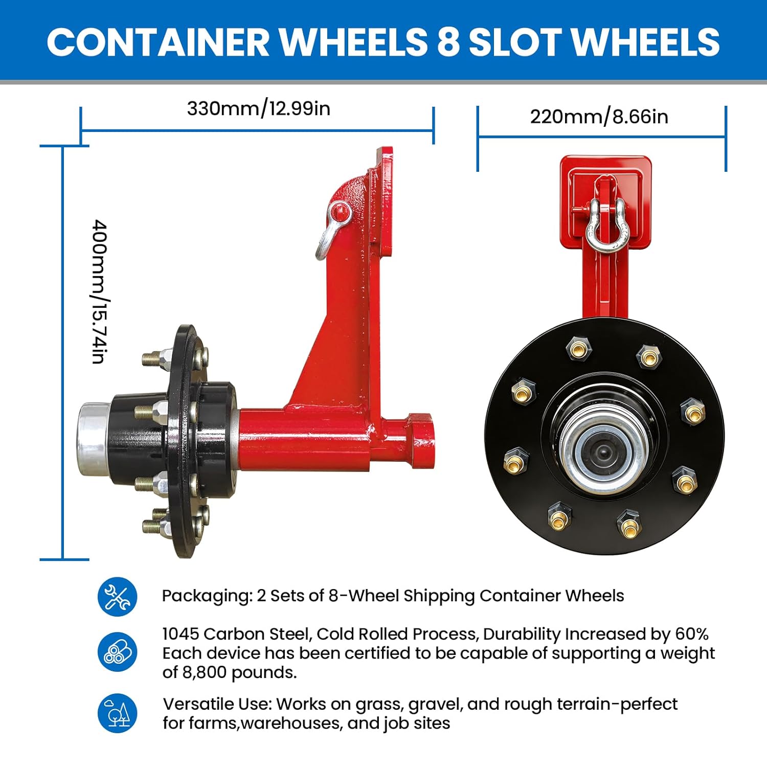 best container moving wheels,container moving wheels worth buying,container wheel kit pros cons,8-lug container wheels vs alternatives,should I buy container moving axles,heavy duty container wheels honest unboxing and complete package contents
