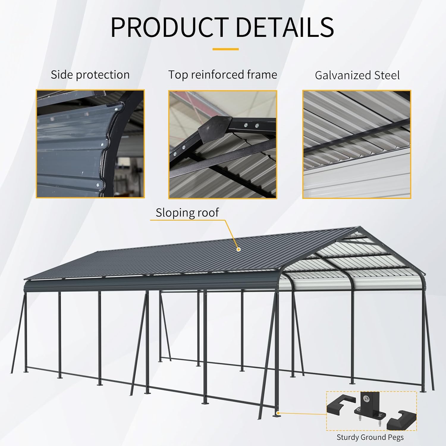 best metal carport for heavy snow,should I buy a metal carport,carport vs outdoor canopy,galvanized steel carport pros cons,heavy duty carport for truck worth it,durable carport with sloped roof unboxing and complete package contents