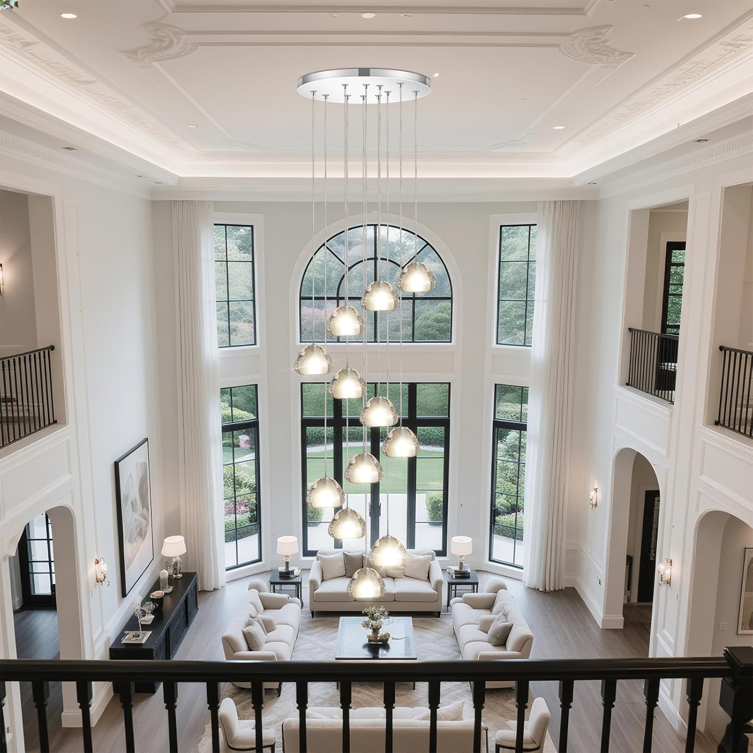 Detailed look at the best modern crystal chandelier features including crystal balls, chrome finish, and adjustable cables - modern crystal chandelier worth buying for high ceilings