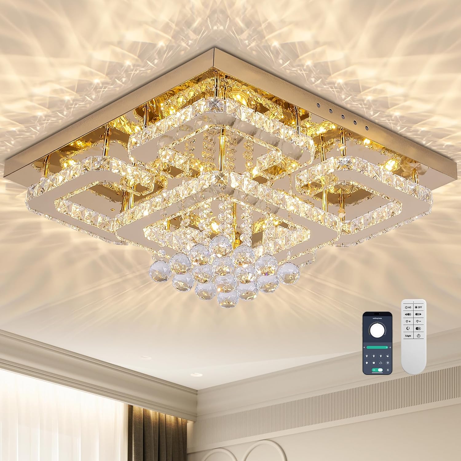 best smart flush mount chandelier,smart flush mount chandelier worth it,KINGTORO chandelier pros cons,app controlled ceiling light buying guide,should I buy a smart crystal chandelier,smart chandelier vs traditional lighting - detailed features and technical specifications