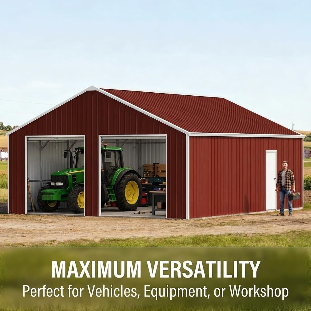 buy 22x23 metal garage shed,heavy duty prefab steel building,2 car workshop shed pros cons,trustmade metal garage worth buying,best metal garage for tractor storage,should I buy a metal garage shed unboxing and complete package contents