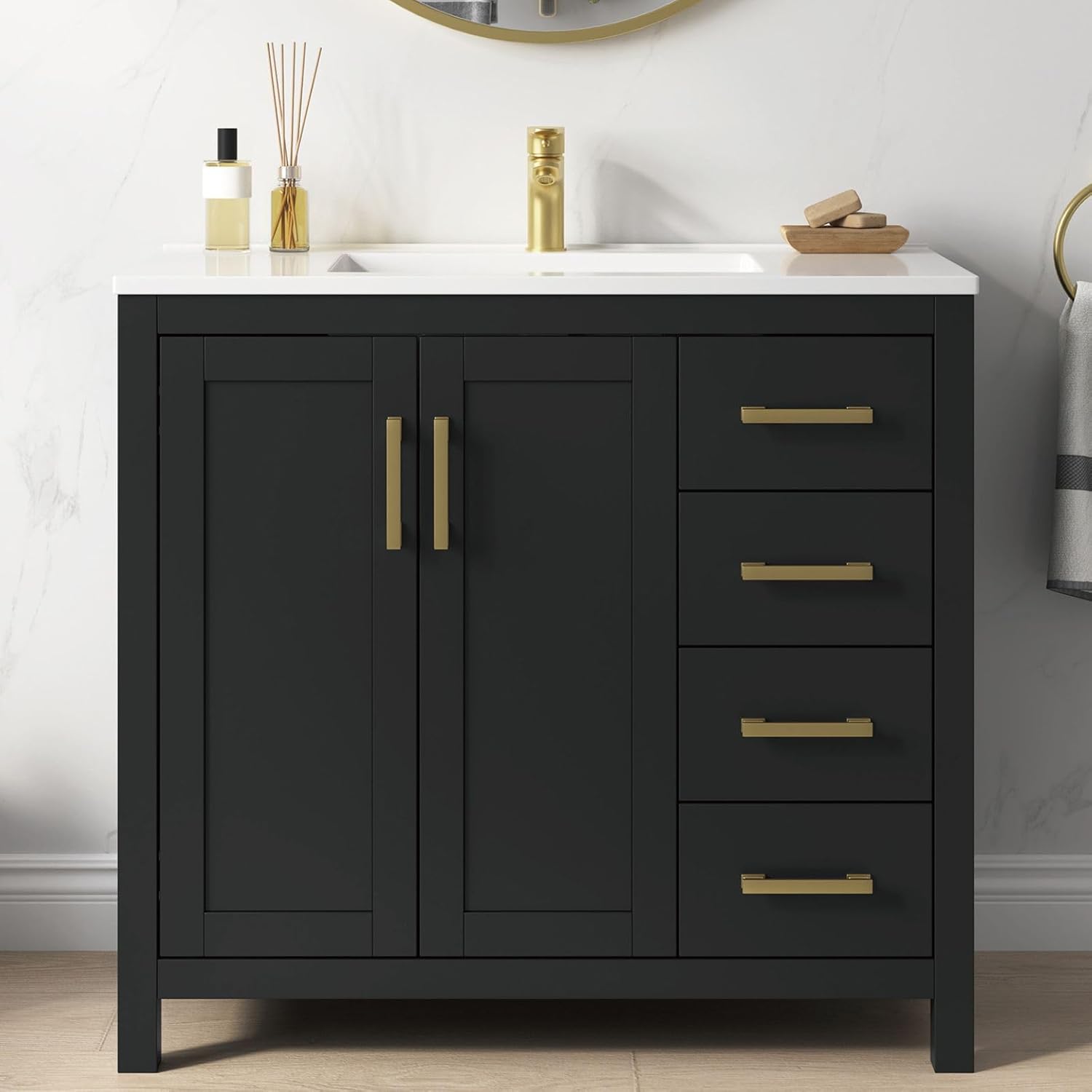 buy 36 inch black bathroom vanity,36 inch bathroom vanity worth buying,best black bathroom vanity cabinet,Deluxe Living vanity pros cons,should I buy a 36 inch vanity,36 inch vanity vs alternatives - detailed features and technical specifications
