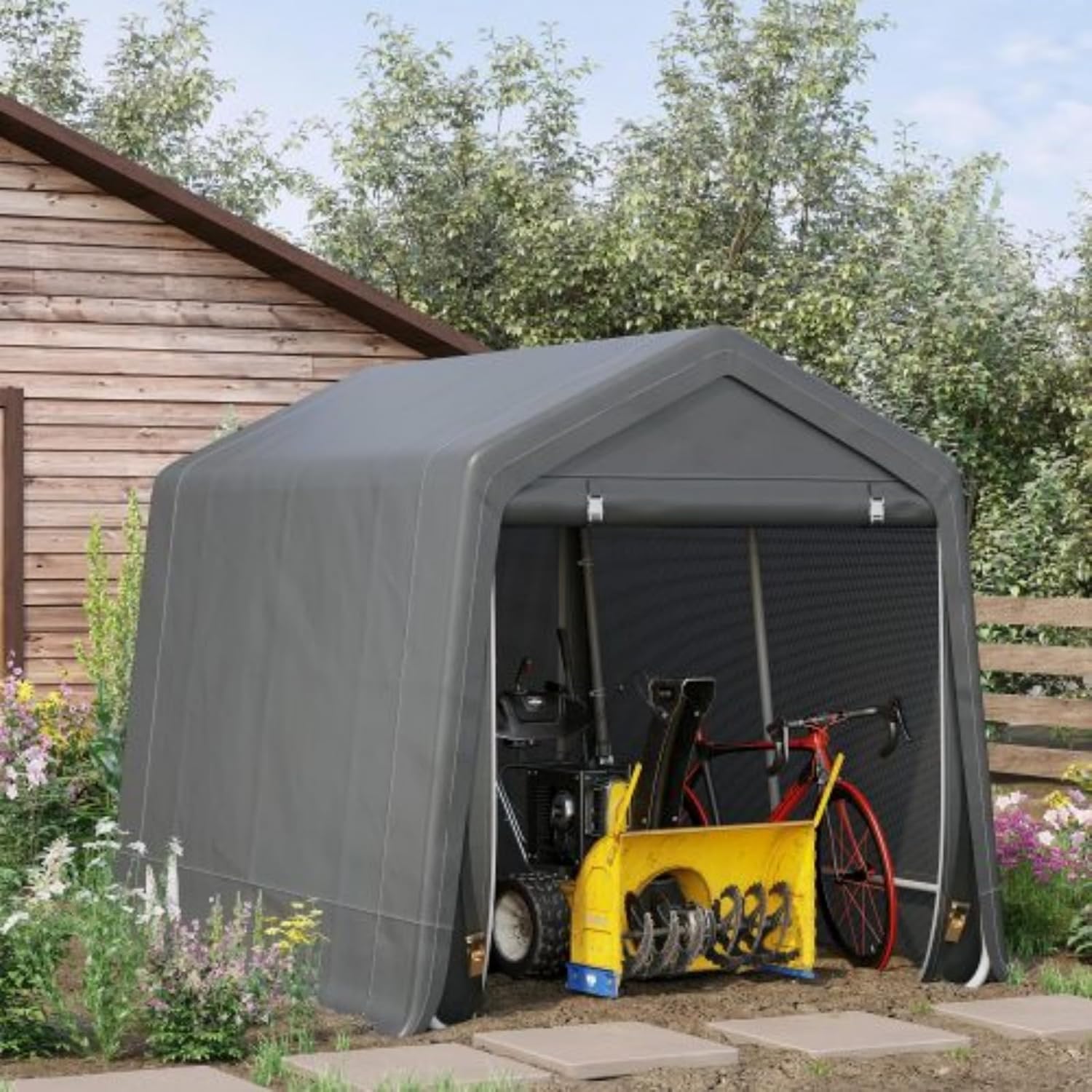 buy 9x8 carport portable garage,9x8 carport worth buying,best portable garage for motorcycles,heavy duty storage tent pros cons,9x8 carport vs metal shed,should I buy a carport tent unboxing and complete package contents